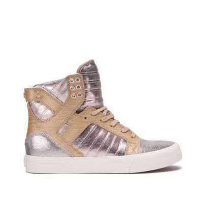 Supra SKYTOP - Naisten Matalavartiset Tennarit - Kultaiset/Ruskea